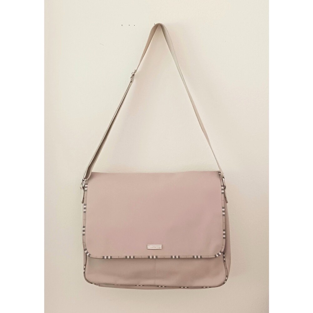 Burberry Fragrance Khaki Nylon Lg Messenger Bag Nova Check Piping Trim Adj Strap - Picture 11 of 16